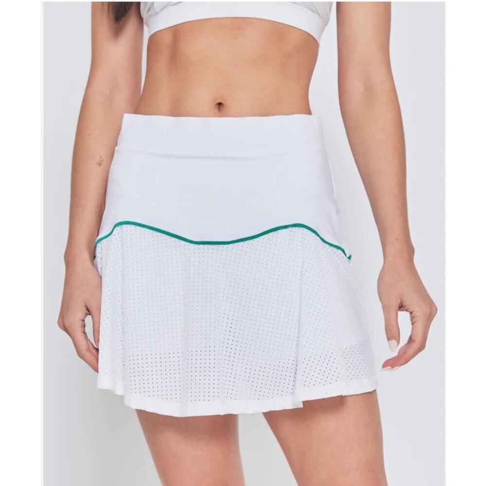 L'Etoile Sport High Waisted Mini Tennis Skirt with Built-in Short White XS NWT